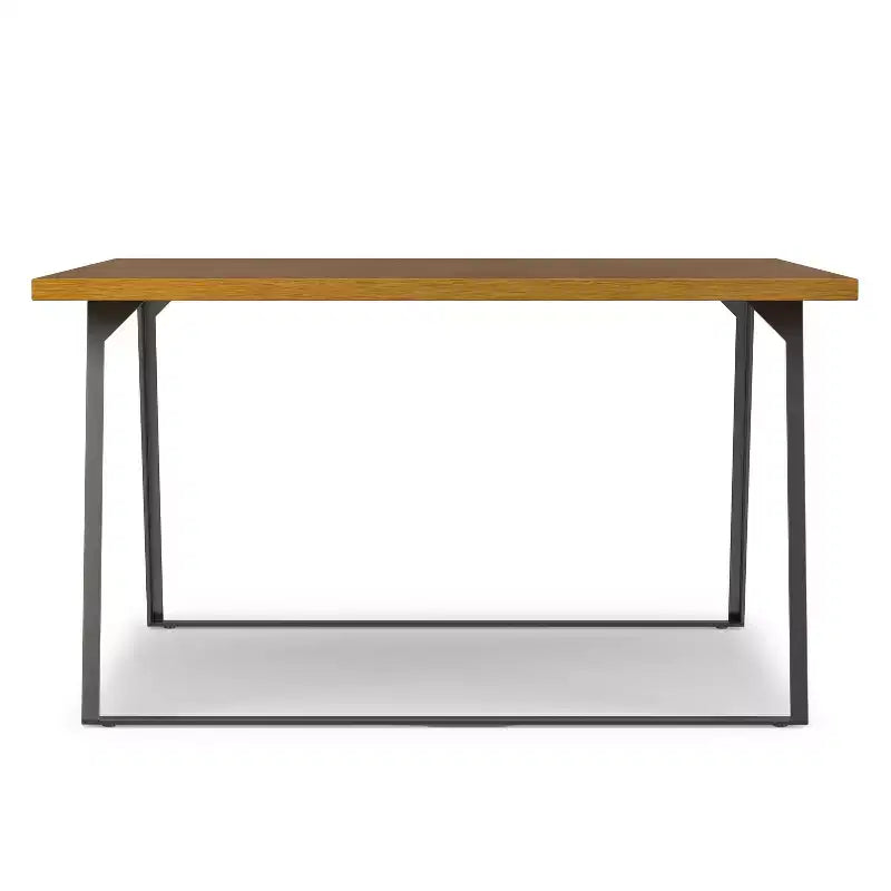 Table à manger carrée moderne industrielle 54 x 54 pouces avec plateau en placage de chêne et pieds en métal
