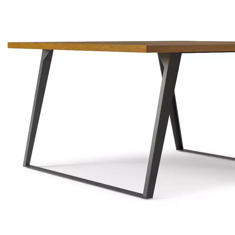 Table à manger carrée moderne industrielle 54 x 54 pouces avec plateau en placage de chêne et pieds en métal
