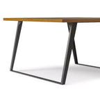 Table à manger carrée moderne industrielle 54 x 54 pouces avec plateau en placage de chêne et pieds en métal