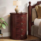 Table de chevet en bois massif, table de chevet ronde avec 4 tiroirs, table de chevet haute rustique pour chambre et salon