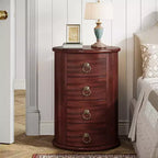 Table de chevet en bois massif, table de chevet ronde avec 4 tiroirs, table de chevet haute rustique pour chambre et salon