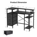 Bureau d'ordinateur moderne de 47,2 pouces avec station de charge et tiroirs de rangement