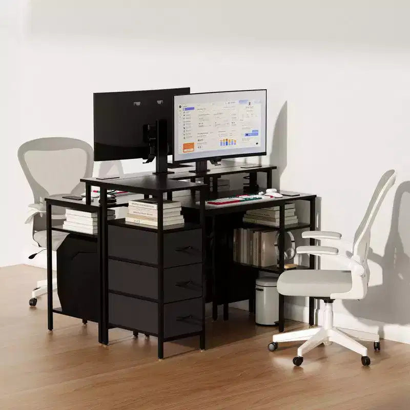 Bureau d'ordinateur moderne de 47,2 pouces avec station de charge et tiroirs de rangement