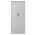 Armoire de rangement de garage en métal 71H, armoire en acier blanc verrouillable avec 3 étagères réglables (Organisateur de bureau/garde-manger anti-basculement)