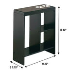 Table d'appoint avec porte-gobelets, étagères de rangement et porte-revues