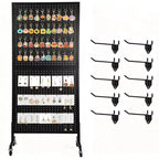 2X5 Pegboard Display Stand with Wheels, Floor Standing Adjustable Pegboard Organizer for Craft Fair, Art, Retail, Shop, Market, Home & Garage