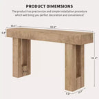 Longue table de canapé derrière un canapé, table console de ferme de 160 cm pour entrée de salon, table de couloir en bois avec finition rustique en chêne naturel