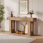 Longue table de canapé derrière un canapé, table console de ferme de 160 cm pour entrée de salon, table de couloir en bois avec finition rustique en chêne naturel