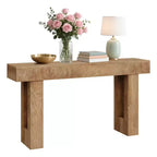 Longue table de canapé derrière un canapé, table console de ferme de 160 cm pour entrée de salon, table de couloir en bois avec finition rustique en chêne naturel