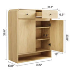 Meuble de rangement pour chaussures de 80 cm avec 2 portes et 2 tiroirs, étagères réglables, organisateur en bois autoportant pour entrée, couloir