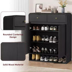 Meuble de rangement pour chaussures de 80 cm avec 2 portes et 2 tiroirs, étagères réglables, organisateur en bois autoportant pour entrée, couloir