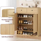 Meuble de rangement pour chaussures de 80 cm avec 2 portes et 2 tiroirs, étagères réglables, organisateur en bois autoportant pour entrée, couloir