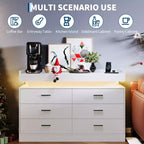 Commode à 6 tiroirs, pour placard, avec lumières LED flottantes et station de charge, armoire à tiroirs pour chambre à coucher, salon, 120 cm (rose)