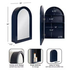 Armoire de toilette à miroir arqué avec fermeture magnétique et 3 étagères intérieures