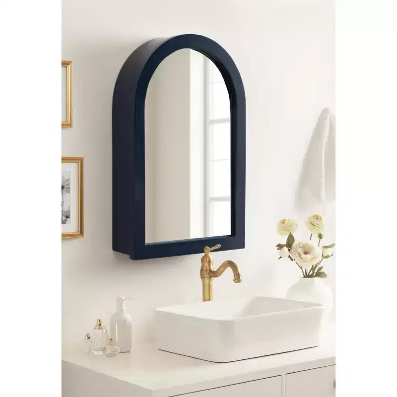 Armoire de toilette à miroir arqué avec fermeture magnétique et 3 étagères intérieures