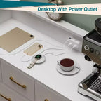 Commode moderne à 8 tiroirs avec lumières LED et station de charge, organisateur en bois avec étagère ouverte pour chambre à coucher, salon, entrée