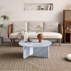 Table basse ronde en MDF blanc de 80 cm, table de style nordique moderne et minimaliste résistante aux rayures pour salon, bureau, chambre
