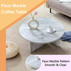 Table basse ronde en MDF blanc de 80 cm, table de style nordique moderne et minimaliste résistante aux rayures pour salon, bureau, chambre