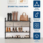 Meuble à Chaussures Réglable Fin avec Étagères en Tissu Non Tissé, Rangement de Chaussures Robuste pour Entrée, Placard et Chambre à Coucher
