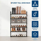 Meuble à Chaussures Réglable Fin avec Étagères en Tissu Non Tissé, Rangement de Chaussures Robuste pour Entrée, Placard et Chambre à Coucher