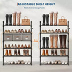Meuble à Chaussures Réglable Fin avec Étagères en Tissu Non Tissé, Rangement de Chaussures Robuste pour Entrée, Placard et Chambre à Coucher