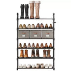 Meuble à Chaussures Réglable Fin avec Étagères en Tissu Non Tissé, Rangement de Chaussures Robuste pour Entrée, Placard et Chambre à Coucher