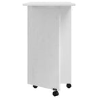 Meuble à roulettes en pin massif blanc avec 7 tiroirs et bureau pliant