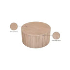 Table basse ronde en bois de manguier naturel avec pied cannelé