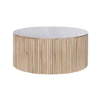 Table basse ronde en bois de manguier naturel avec pied cannelé