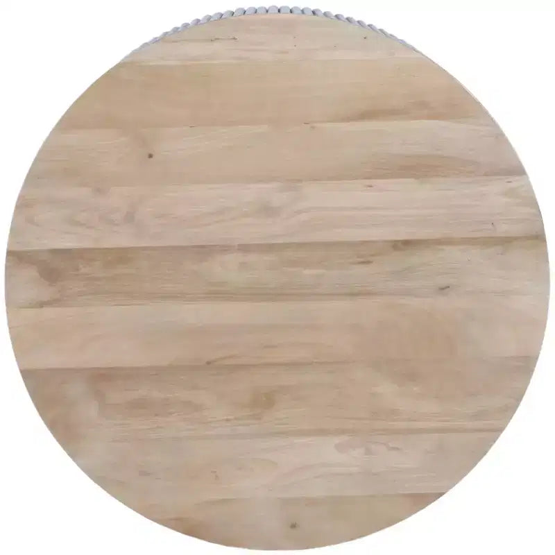 Table basse ronde en bois de manguier naturel avec pied cannelé