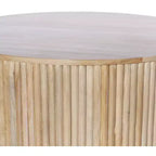 Table basse ronde en bois de manguier naturel avec pied cannelé