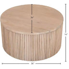 Table basse ronde en bois de manguier naturel avec pied cannelé