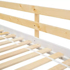 Lit superposé cabane jumeau sur jumeau avec fenêtres et portes, lit cabane en bois blanc avec échelle de sécurité et balustrades