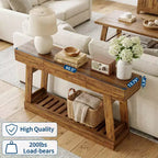 Console étroite de 60 pouces de style rustique avec tiroir, table d'appoint de canapé en bois avec étagère de rangement inférieure, pour salon, couloir, derrière le canapé