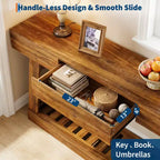 Console étroite de 60 pouces de style rustique avec tiroir, table d'appoint de canapé en bois avec étagère de rangement inférieure, pour salon, couloir, derrière le canapé