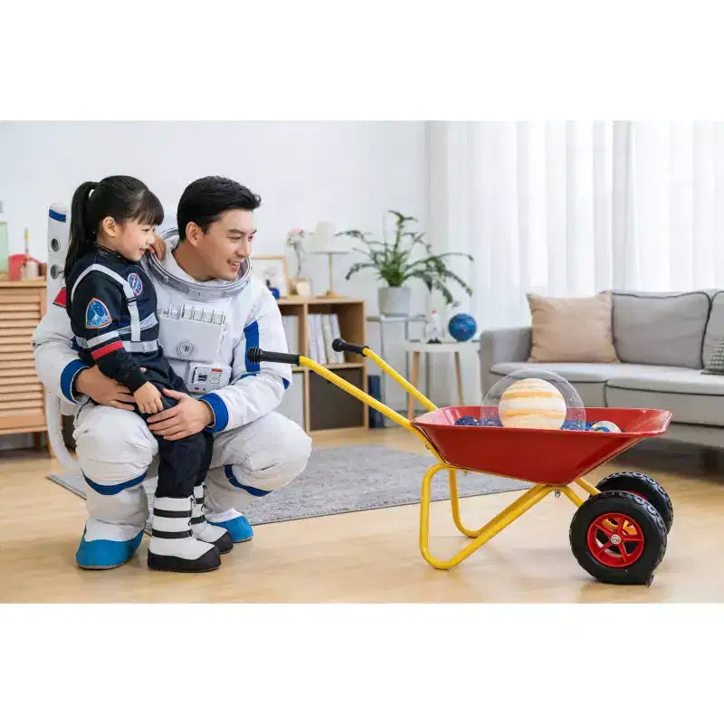 Brouette en métal pour enfants 15 kg Chariot de jardin pour enfants, Chariot utilitaire de jardin en acier robuste pour les feuilles, la terre, le sable, le jardinage extérieur