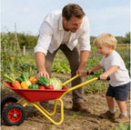 Brouette en métal pour enfants 15 kg Chariot de jardin pour enfants, Chariot utilitaire de jardin en acier robuste pour les feuilles, la terre, le sable, le jardinage extérieur