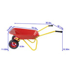 Brouette en métal pour enfants 15 kg Chariot de jardin pour enfants, Chariot utilitaire de jardin en acier robuste pour les feuilles, la terre, le sable, le jardinage extérieur