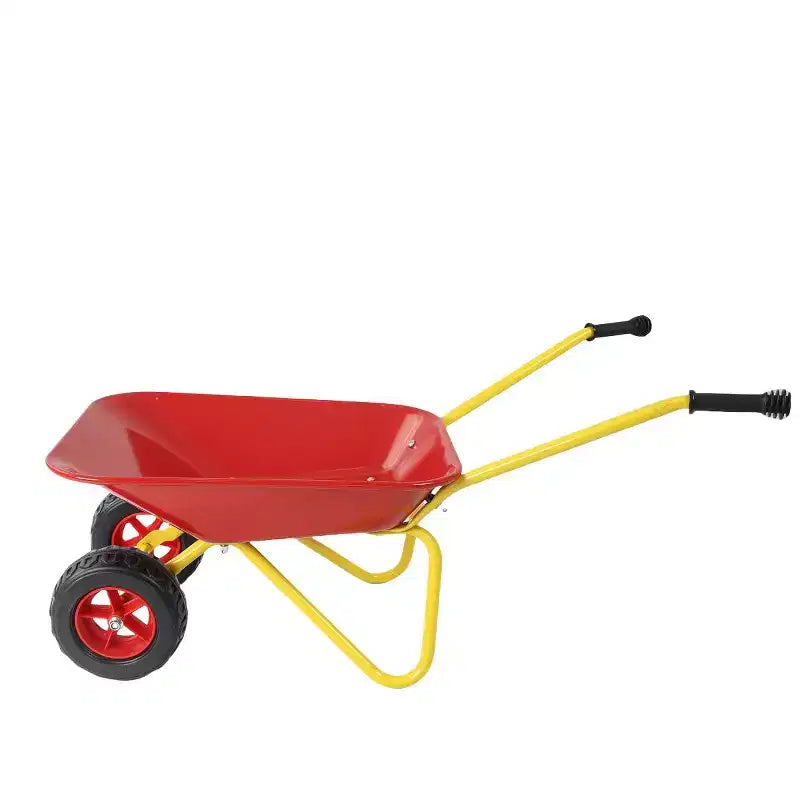Brouette en métal pour enfants 15 kg Chariot de jardin pour enfants, Chariot utilitaire de jardin en acier robuste pour les feuilles, la terre, le sable, le jardinage extérieur