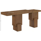 Console noire de 173 cm avec finition peinte, plateau en placage de bois d'acacia et cadre en bois massif