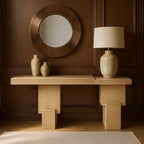 Console noire de 173 cm avec finition peinte, plateau en placage de bois d'acacia et cadre en bois massif