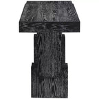 Console noire de 173 cm avec finition peinte, plateau en placage de bois d'acacia et cadre en bois massif