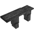 Console noire de 173 cm avec finition peinte, plateau en placage de bois d'acacia et cadre en bois massif