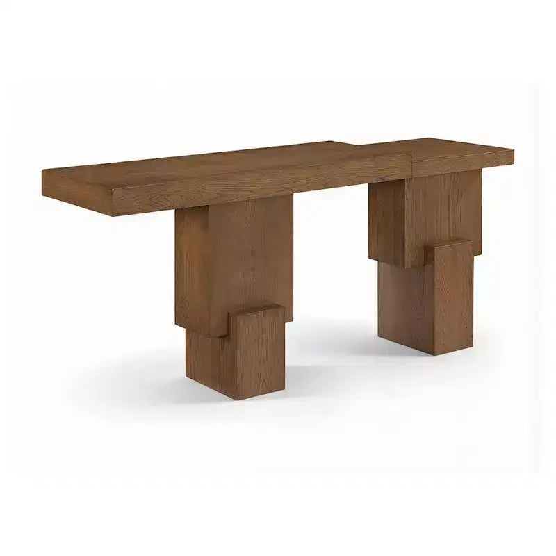 Console noire de 173 cm avec finition peinte, plateau en placage de bois d'acacia et cadre en bois massif