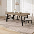 Table de salle à manger de 180 cm pour 6-8 personnes, grande table rectangulaire industrielle avec plateau en bois et pieds en métal pour cuisine et salle à manger, grise