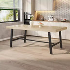 Table de salle à manger de 180 cm pour 6-8 personnes, grande table rectangulaire industrielle avec plateau en bois et pieds en métal pour cuisine et salle à manger, grise