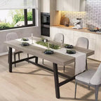 70.9 Inch Dining Table for 6-8, Large Industrial Rectangle Table with Wood Top and Metal Legs for Kitchen Dining Room, Gray