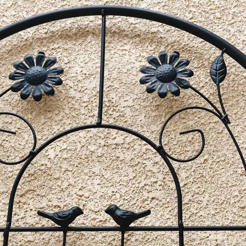 Lot de 2 treillis de jardin en métal noir antirouille de 220 x 50 cm pour plantes grimpantes