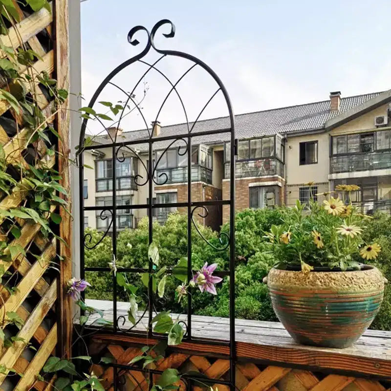 Lot de 2 treillis de jardin en métal noir antirouille de 220 x 50 cm pour plantes grimpantes