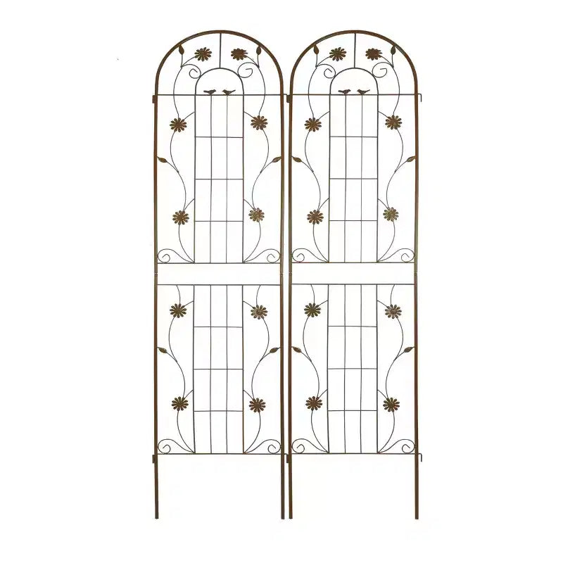 Lot de 2 treillis de jardin en métal noir antirouille de 220 x 50 cm pour plantes grimpantes